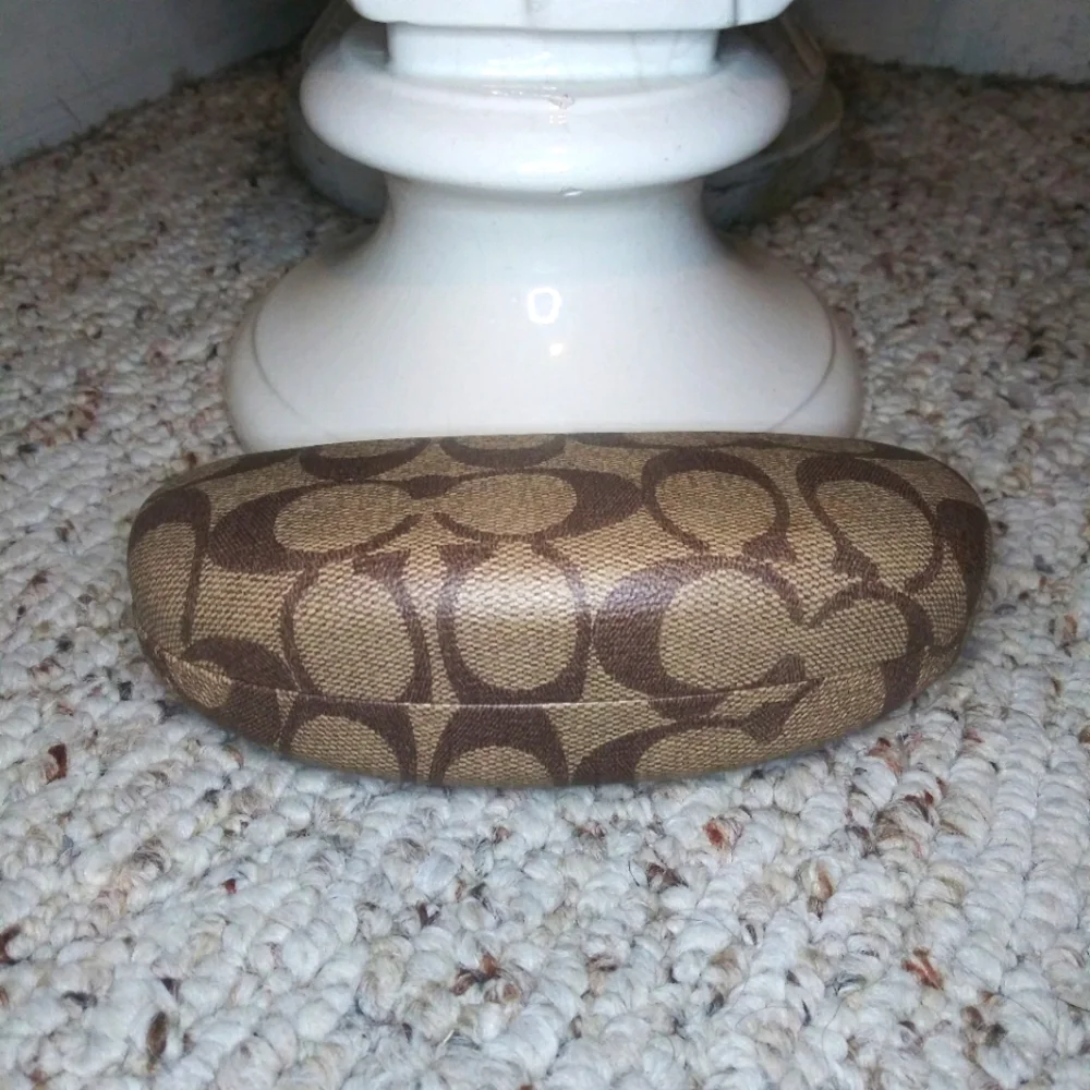 Coach Two-Tone Brown Signature Double "C" Logo Hinged Eyeglass Case - Picture 7 of 7